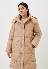 Tan Long Puffer Coat