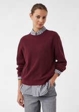 Burgundy Ribbed Knit Pullover