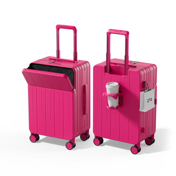Top Opening PC Hard Shell Suitcase, 20-inch International Carry On Luggage with Front Pocket, TSA Lock, 360 Spinner Wheels, Lightweight - Ideal for Business Pink