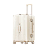 Carry On Luggage - Zipperless, Aluminum Frame Trunk, Hard Shell International Suitcase, Airline Approved with Detachable Liner and Wheels Beige