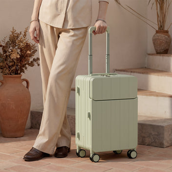 Top Opening PC Hard Shell Suitcase, 20-inch International Carry On Luggage with Front Pocket, TSA Lock, 360 Spinner Wheels, Lightweight - Ideal for Business Mint Green