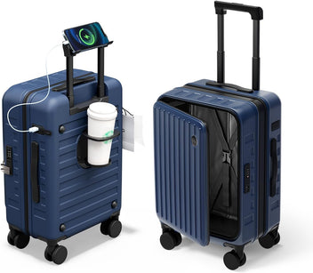 Top Opening Expandable Lightweight PC Hard Shell Suitcase, 20 Inch Carry On Luggage with TSA Lock, 360 Silent Spinner Wheels, Cup Holder, Ideal for Business Travel Suitcase