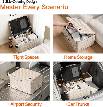 Top Opening Expandable Lightweight PC Hard Shell Suitcase, 20 Inch Carry On Luggage with TSA Lock, 360 Silent Spinner Wheels, Cup Holder, Ideal for Business Travel Suitcase Beige