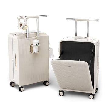 DTA Nova Top Opening 20-inch Carry On Luggage - Zipperless, Aluminum Frame Hard Shell PC Suitcase, Noble TSA Airline Approved Suitcases with Spinner Wheels Beige